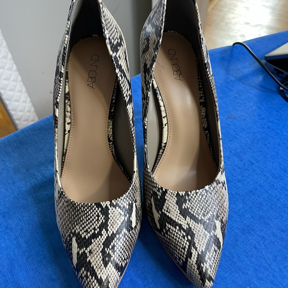 Abound Snakeskin Heels - Black and Cream
